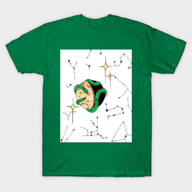 Moon Snake - Green T-Shirt by Crafton Megan Art